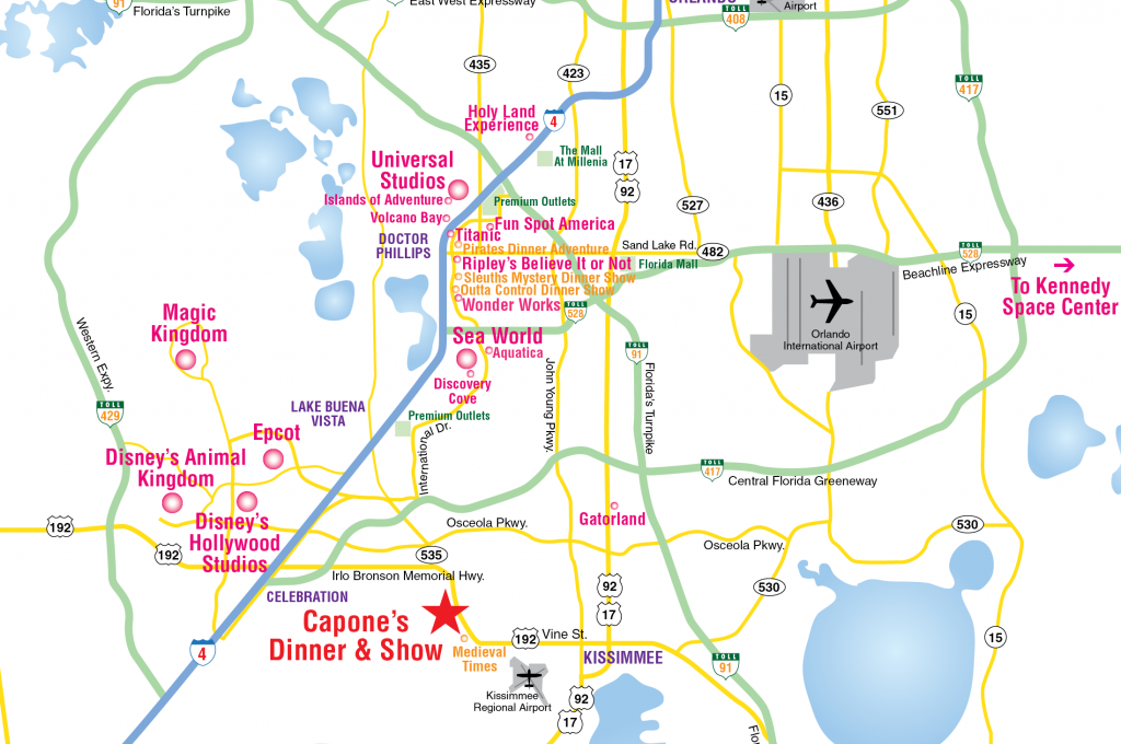 Mapa das atrações de Orlando
