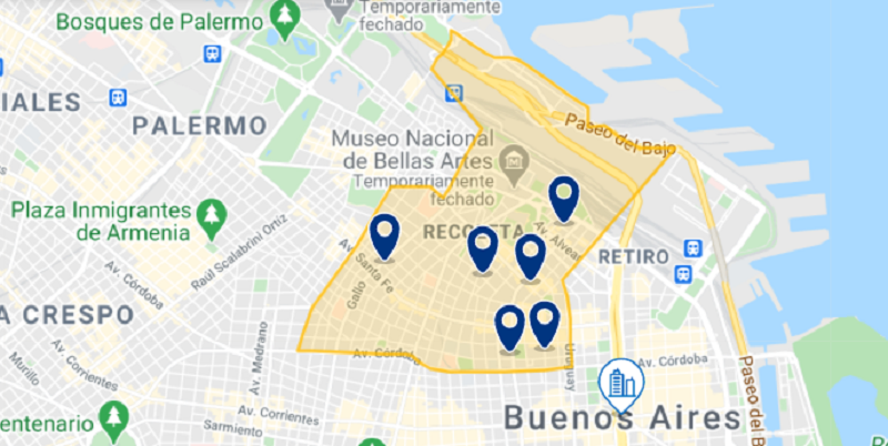 Mapa do bairro Recoleta
