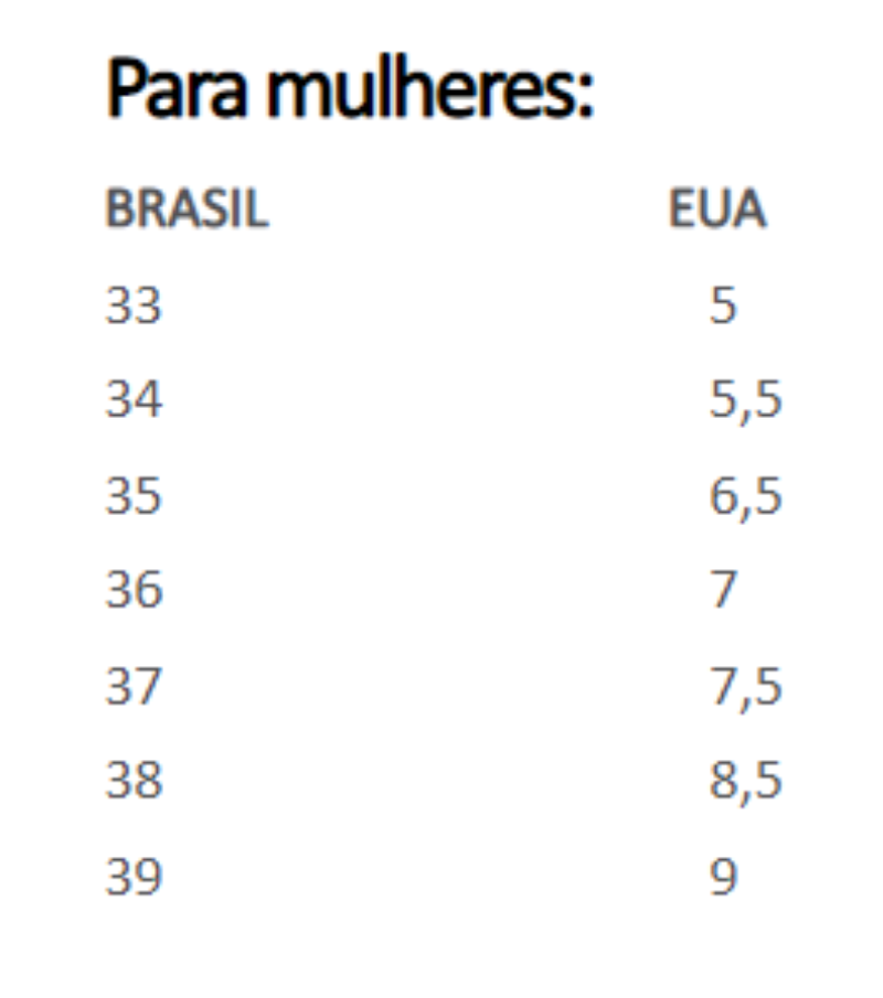 Medidas de roupas e calçados nos EUA - Vai pra Disney?