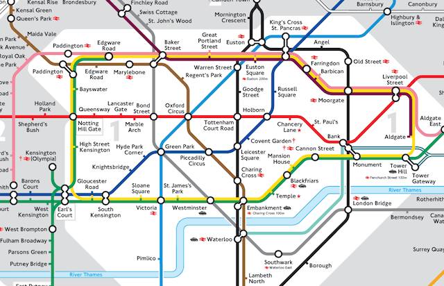 Mapa do Metrô em Londres