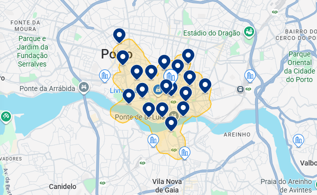 Mapa do Booking de Porto Mapa do Booking de Porto