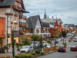 Street and architecture of Gramado city - Gramado, Rio Grande do Sul, Brazil