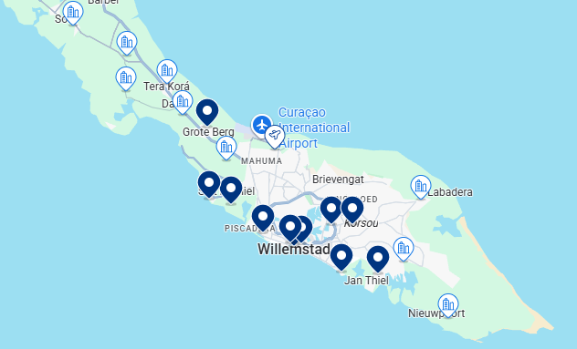 Mapa do Booking de Willemstad Mapa do Booking de Willemstad