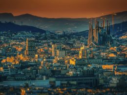 Vista da cidade de Barcelona à noite