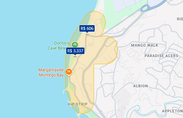 Mapa do Booking da Jamaica Mapa do Booking da Jamaica