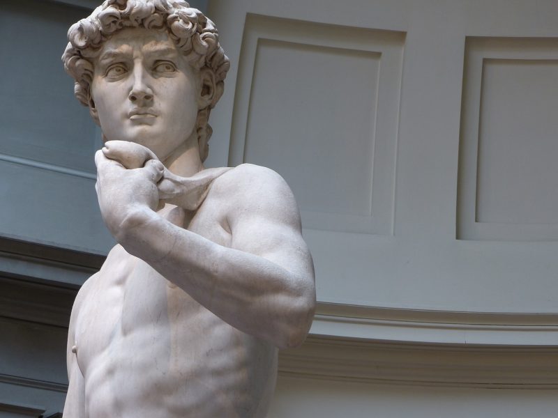 Escultura David, de Michelangelo na Galeria da Academia de Belas Artes de Florença.