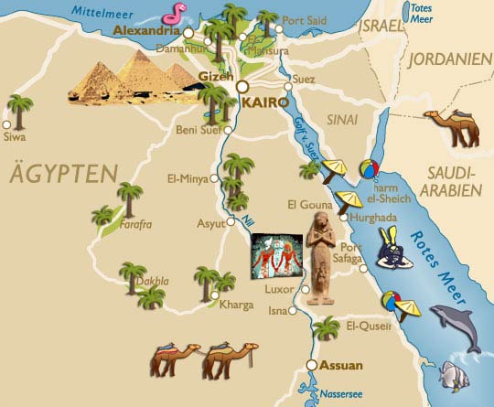 Mapa turístico do Egito