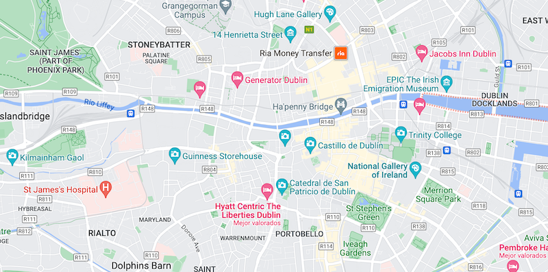 Passeio pelo centro histórico de Dublin: mapa