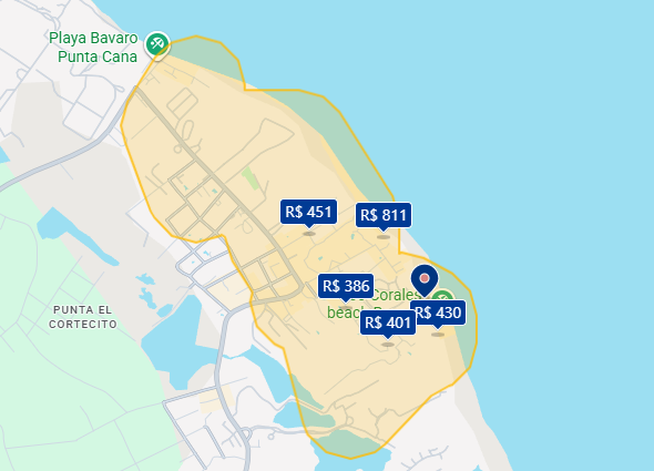 Mapa do Booking de Punta Cana Mapa do Booking de Punta Cana