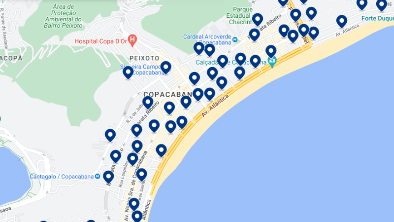 Região favorita dos turistas em Copacabana