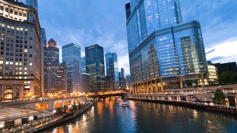 Vista de Chicago à noite