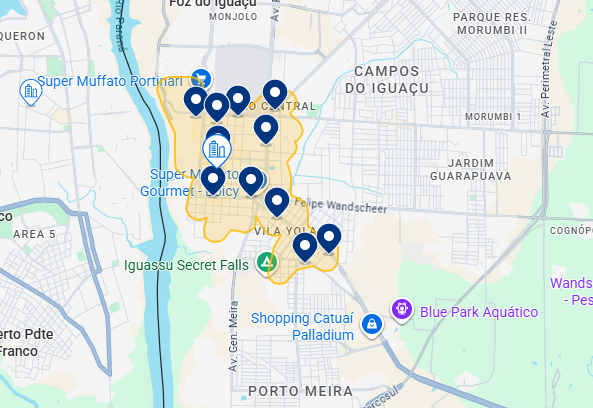 Mapa do Booking de Foz do Iguaçu Mapa do Booking de Foz do Iguaçu