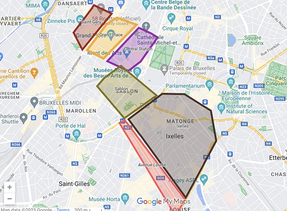 Mapa regiões Bruxelas