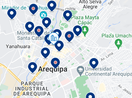 Mapa de hospedagens em Arequipa