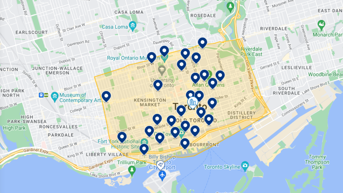 Área favorita para se hospedar em Toronto