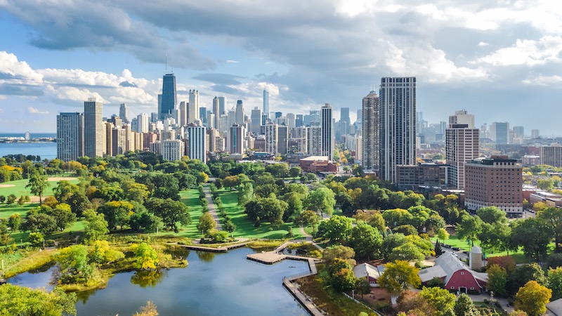 Paisagem de Chicago na primavera