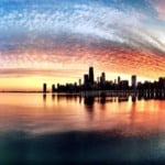 Paisagem do pôr do sol em Chicago