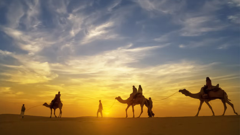Passeio de camelo em Marrocos
