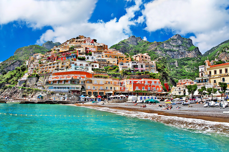 Praia em Positano na Costa Amalfitana