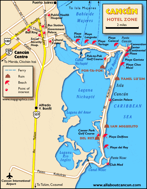 Mapa turístico de Cancún