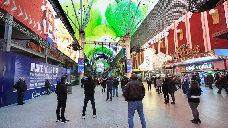 Rua Fremont Street em Las Vegas no mês de janeiro