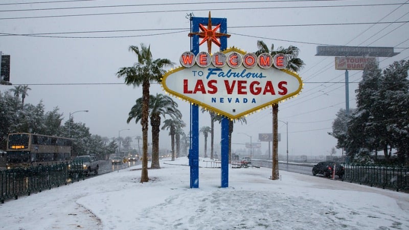 Neve no inverno em Las Vegas