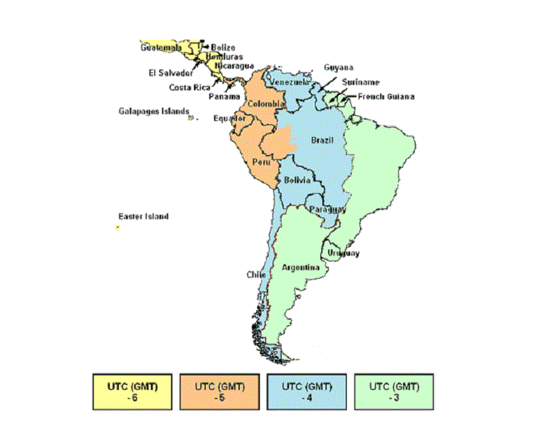 Mapa de fuso horário Argentina x Brasil