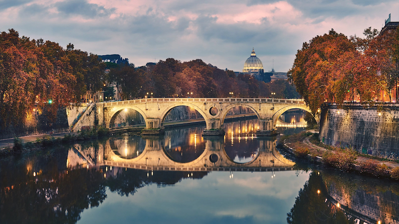 Paisagem da Ponte Sisto em Roma