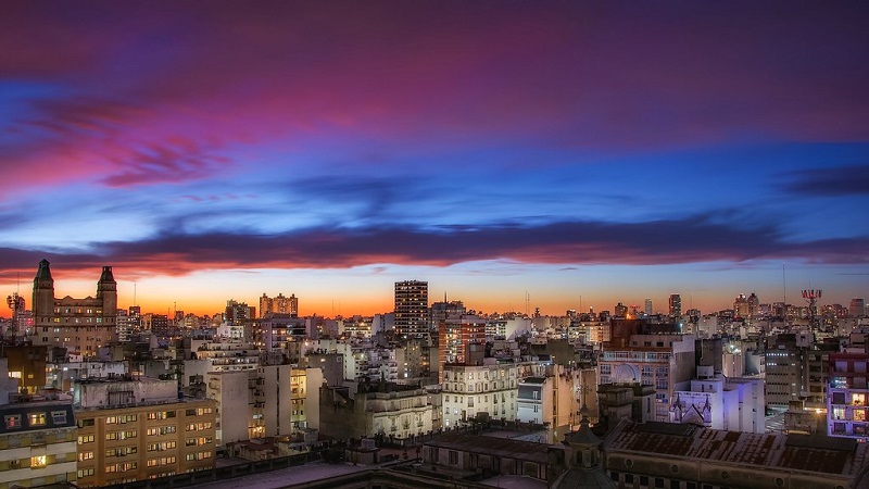 Pôr do sol em Buenos Aires na Argentina