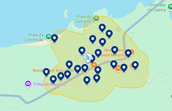 Mapa do Booking de Fernando de Noronha Mapa do Booking de Fernando de Noronha
