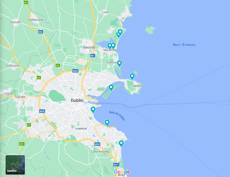Dublin tem praias? - mapa