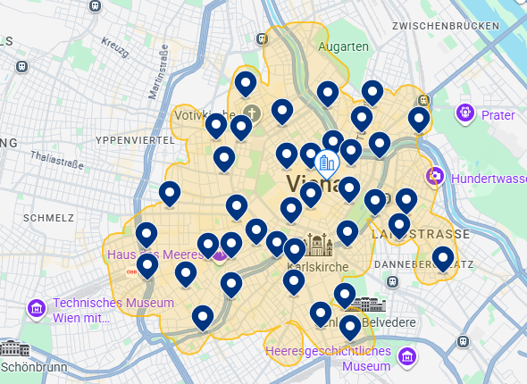 Mapa do Booking de Viena Mapa do Booking de Viena