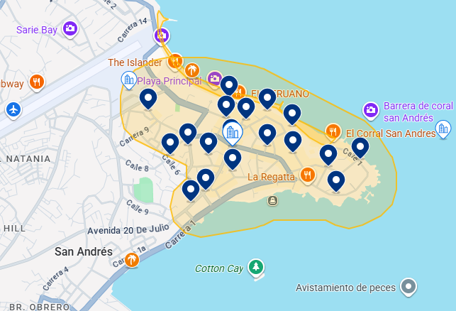 Mapa do Booking de San Andrés Mapa do Booking de San Andrés
