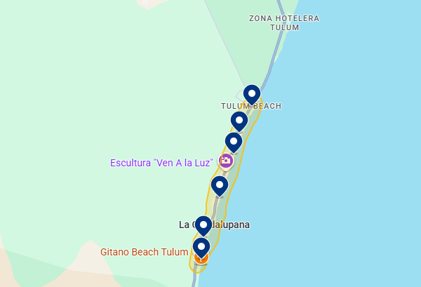 Mapa do Booking de Tulum Mapa do Booking de Tulum
