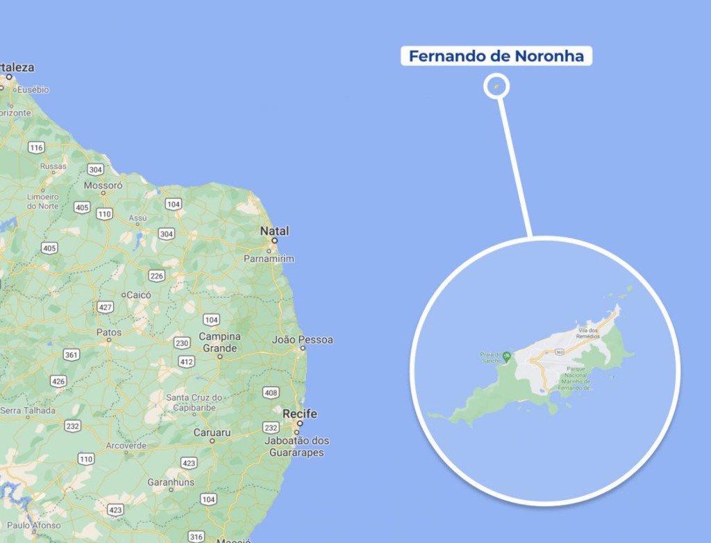 Mapa turístico de Fernando de Noronha