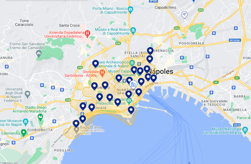 Mapa de hotéis em Nápoles