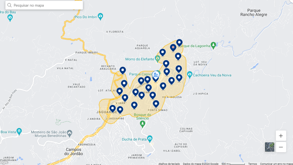 Mapa hospedagem Campos do Jordão