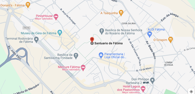 Santuário de Fátima - mapa