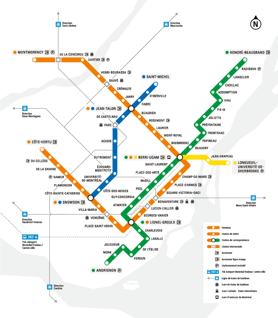 Mapa de Metrô de Montreal