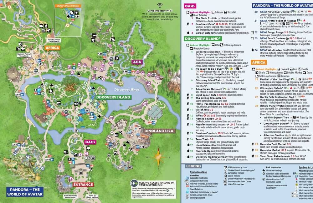Mapa do Parque Disney Animal Kingdom em Orlando