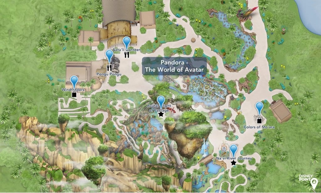 Mapa de Pandora - atrações de Avatar no Animal Kingdom