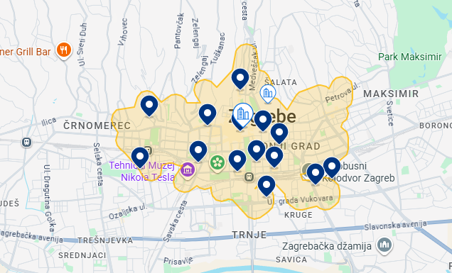 Mapa do Booking de Zagreb Mapa do Booking de Zagreb