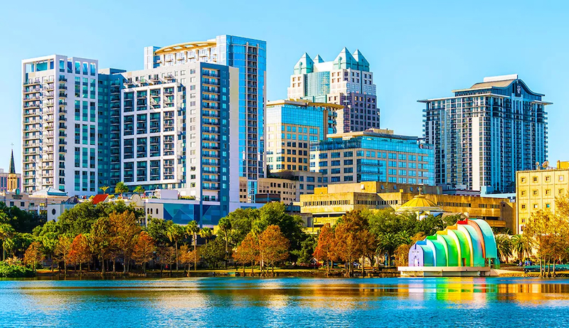 Lake Eola Park em Orlando no outono