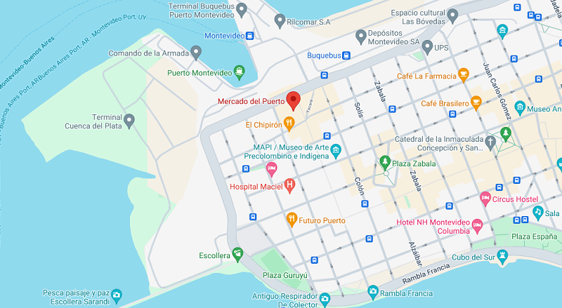 Localização do Mercado del Puerto em Montevidéu