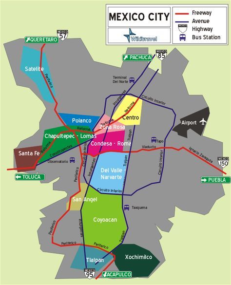 Mapa das regiões da Cidade do México