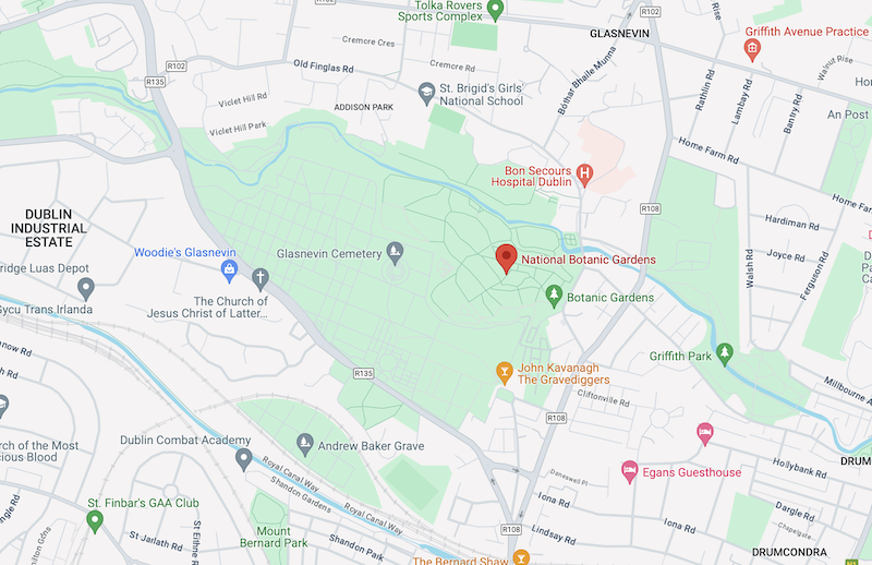 Mapa do Jardim Botânico de Dublin