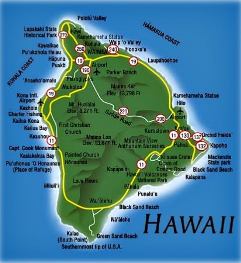 Mapa da Big Island Havaí
