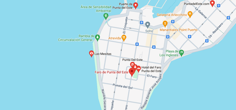 Localização do Farol de Punta del Este