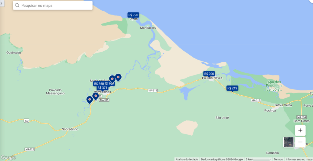 Mapa Lençóis Maranhenses