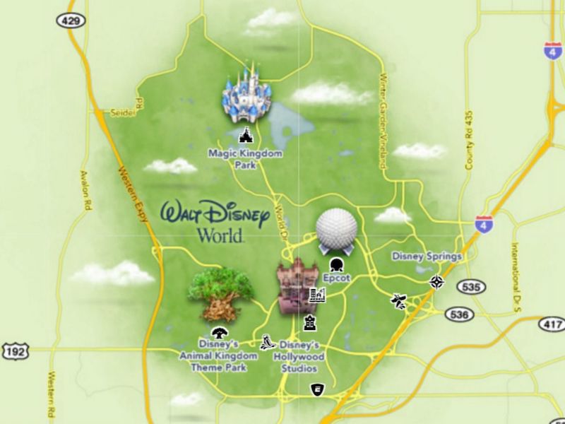 Mapa simples do Walt Disney World Resort em Orlando